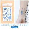 Pegatinas de Tatuaje Ruikalong Transfronterizas Nuevas con Brillo de Animales Marinos para Niños, Pegatinas de Tatuaje Coloridas Impermeables Lindas de Dibujos Animados