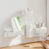 Caixa de Armazenamento de Parede Conjunto Combinado Sem Furos Caixa de Armazenamento de Plástico para Organização de Mesa