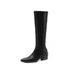 Botas de Caballero de Moda Estilo Británico 5.5cm Adelgazantes 2026 Otoño/Invierno Nuevas Botas Altas Hasta la Rodilla con Punta Cuadrada y Tacón Grueso