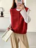 Colete Cardigan de Tricô Cinza para Mulheres, Novo Estiloso e Fashion 2026 Jaqueta Colete Suéter de Caimento Solto