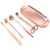 Herramientas para Velas Perfumadas Color Oro Rosa Accesorios para Velas Tijeras para Mechas de Vela Extintor de Velas Gancho Extintor Cubierta Campana Extintora Encendedor