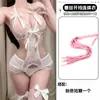 Lobe Ropa Interior Sexy Encaje Puro Deseo Camisón de una Pieza Sexy Abertura en la Entrepierna Sin Quitarse Uniforme Transparente Tentación Camisón para Busto Pequeño