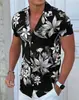 Camisa Hawaiana Nueva Estampada Transfronteriza, Floral Multicolor Estampado Digital 3D Casual Holgada de Manga Corta