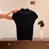 Camiseta de Tricô com Design Canelado Chic de Verão para Mulheres, Tendência Este Ano, Linda de Ombro Reto Manga Curta Slim