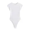 Verão Novo Europeu e Americano Transfronteiriço Feminino Sexy Manga Curta Listrado Gola Redonda Slim Fit Fio Elástico Tricô Body