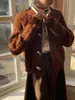 Cardigan de Tricô Trançado 100% Lã Outono/Inverno 2026 para Mulheres, Estilo Europeu, Artesanato Robusto, Caxemira Grossa, Casaco Suéter de Fio Grosso