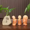 Hui Neng Pequeño Monje Jarrón de Cerámica Adorno Zen Cerámica Gruesa Jarrón de Quietud Decoración para Mesa de Café de Sala de Estar de Oficina en Casa
