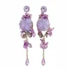 Brincos de pino de prata com franjas florais cravejadas de diamantes, luxo leve, moda de alta qualidade, brincos simples, design de nicho, acessórios de ouvido requintados