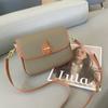 2024 Novo Couro Duas Alças de Ombro Casual Pequeno Quadrado Bolsa Feminina Simples Puro Couro Ombro Crossbody Bolsa All-match