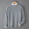 Baicai Rong 2026 Otoño/Invierno Nuevo 100% Lana para Hombre de Primera Línea Listo para Usar Holgado Cuello Redondo Dobladillo Enrollado Camisa Casual Básica