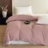 Serie de colores primarios estilo INS, funda de edredón de una pieza de algodón lavado 100% algodón, sábana y sábana bajera de color liso estilo nórdico de algodón puro
