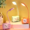 Nuevo portalápices de almacenamiento de dibujos animados lámpara de escritorio lámpara de noche para dormitorio estudiantil habitación luz nocturna LED de carga linda