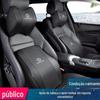Adequado para Encosto de Cabeça de Carro Sagitar, Magotan, Tiguan L, Passat, Almofada Cervical de Espuma de Memória, Suporte Lombar de Couro Integral para Carro