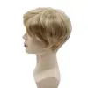 Moda europeia e americana nova peruca masculina franja lateral peruca branco-creme cabelo curto masculino peruca touca
