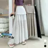 Ropa de Mujer Malla Empalmada Falda de Doble Capa para Mujer Verano Nuevo Estilo Cintura Alta Adelgazante Línea A Ajustada a la Cadera Longitud Media