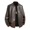 Jaqueta de couro masculina, novo estilo primavera e outono, jaqueta de couro casual americana estilo biker, corte solto para pessoas plus size, jaqueta bomber oversized