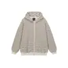 Roupas Vintage 25 Outono Novo Estilo Americano Casual Moda Design Listrado Solto Unissex Cardigan com Capuz Moletom
