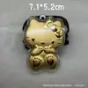Llavero de Gato Hello Kitty Lindo Colgante Kt Cadena de Teléfono Móvil de Oro Puro Colgante para Bolsa de Lista Dorada Coche