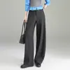 Pantalones de pierna ancha curvos holgados de cintura alta para mujer, nuevo estilo otoño e invierno 2026, pantalones rectos fluidos, pantalones curvos simples y suaves