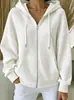 Sudadera con Capucha y Cremallera de Tejido Waffle Europea y Americana 2026 para Mujer Chaqueta Holgada Europea y Americana con Hombros Caídos Transfronteriza Casual