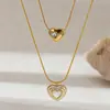 Collar Transfronterizo Exquisito de Acero de Titanio Taina Europeo y Americano con Baño de Oro de 18 Quilates, Collar Único y Elegante con Forma de Corazón para Mujer, Venta al por Mayor