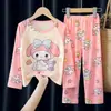 Pijama de dibujos animados para niños manga larga fino primavera y otoño niños y niñas niños medianos y grandes verano aire acondicionado traje de ropa para casa
