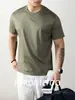 200 Peças! Camiseta Masculina de Algodão Mercerizado com Amônia Líquida, Fio de Alta Contagem, Gola Redonda, Manga Curta, Cor Sólida, Verão 2026, Alta Qualidade, Fresca e Respirável