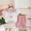 Estilo Verão Roupa Externa Curta Fashion com Gola de Lã para Meninas, Terno de Verão Novo Estilo Coreano para Bebê