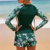 Traje de Baño de Dos Piezas Bikini Conservador para Mujer de Manga Larga con Estampado Digital Nuevo 2025 Europeo y Americano de Comercio Exterior Transfronterizo