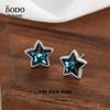 Brincos de tarraxa estrela azul em prata de lei s925 femininos estilo coreano elegantes brincos de estrela de cinco pontas com cristal austríaco estudante Alto senso