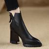 Botas Femininas com Plataforma Impermeável, Bico Fino, Zíper, Botas Curtas, Botas de Salto Alto, Salto Grosso, Nova Moda Versátil Elegante Botas Marrons