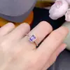 Anillo de tanzanita natural púrpura coqueto cuerpo de red completo color fuego destellante plata 925 incrustación de precisión piedra principal 4*6mm