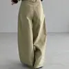 Jeans de mujer coreanos Dongdaemun de cintura ajustable, estilo retro americano, retazos, dobladillo curvo, pantalones de pierna ancha sueltos de cintura alta para otoño
