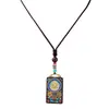 Collar Tanka de Ébano Vintage Estilo Étnico Nepales Dios Amarillo de la Riqueza Colgante de Buda Accesorio de Collar