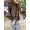 Camisa de Manga Larga Falsa de Dos Piezas Estilo Old Money Empalmada para Mujeres y Hombres en Otoño Estilo Perezoso Retro Chaqueta de Punto Holgada y Versátil