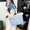 2025 Nueva Moda Color de Contraste Mezclilla Encaje Bordado Letra Casual Casual Bolso Tote de Gran Capacidad Bolso de Hombro