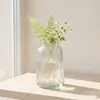 Jarrón de vidrio de estilo europeo simple con patrón transfronterizo para sala de estar del hogar, arreglo floral hidropónico, jarrón de alta gama, en stock, venta al por mayor