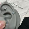 Brincos de Estrela de Oito Pontas Cheios de Diamantes, Piercings de Lóbulo Estrela do Norte com Rosca Externa 0.8, Piercings de Cartilagem Punk de Nicho, Aço Titânio Que Não Desbota