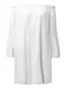 2025 Manga Transfronteriza Europea y Americana Nuevo Sexy Cortado Tirantes Cuello de Una Línea Top Camisa Casual de Gasa para Mujer