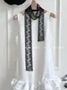Lenço de Seda com Renda Branco Puro Feminino Vintage Longo Fino Fita Empilhado para Usar Versátil Colar Decorativo Lenço Fita