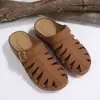 Pantuflas de cuña peep-toe para mujer transfronterizas con tiras caladas y diseño de velcro, sandalias de cuña casual sin espalda para dropshipping