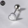 Joia de piercing para língua G23 de liga de titânio, novo, transfronteiriço, amor com pedra olho de gato incrustada, prego de língua em forma de coração, cor mágica, 14G, F136