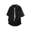 Camiseta de Verano para Hombre con Cuello de Corbata Redondo y Manga Corta Estilo Moderno para Hombre ?