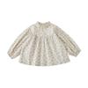 Camisa Doll Floral Feminina Qiu Duo Meng 2026 Nova Coleção Primavera e Outono Camisa Casual Infantil Camisa Elegante de Manga Longa para Bebê