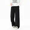 Pantalones de hombre de estilo americano, con rayas verticales texturizadas y pierna ancha, colección de otoño 2026, con cordón y cintura elástica, diseño de pierna recta