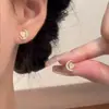 Pendientes Brillantes de Luna Corazón de Diamante para Mujer, Pequeños, Lindos, Sencillos, Exquisitos, Versátiles, de Nicho, de Gama Alta, Accesorios para Orejas de Lujo Ligero