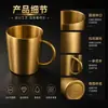 Taza de Acero Inoxidable 304 Transfronteriza Oficina Anticaídas Doble Pared Aislada con Asa Taza Doméstica para Leche