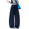 Pantalones casuales simples y versátiles, nueva colección de otoño, de cintura alta, adelgazantes, con caída fluida, diseño de cordón, deportivos, de pierna curva, pantalones de pierna ancha