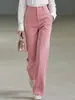 Pantalones rectos de pana de cintura alta para otoño/invierno 2026, transfronterizos, elegantes y adecuados para el trabajo, con bolsillos, pantalones largos, pantalones casuales para mujer para exportación