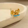 Anel de Pérola Sereia Estilo Novo Oceano Transfronteiriço Anel Aberto Banhado a Ouro de Aço Inoxidável Design de Nicho Joia de Mão